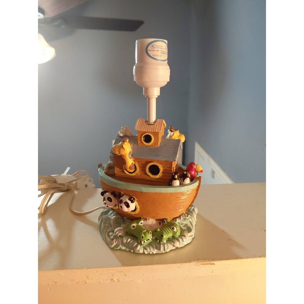 Nursery Lamp Child's Lambs & Ivy Noah's Ark 9" 1993 Orions Creations Works